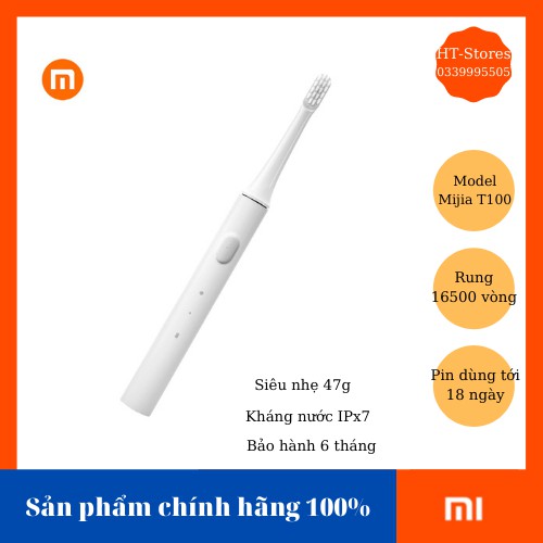 Bàn chải điện Xiaomi Mijia Sonic T100 - Bàn chải đánh răng T100 - Bảo hành 6 tháng