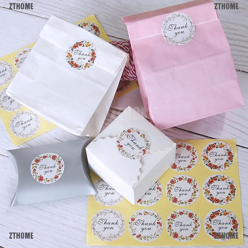 Kj♠ Set 120 Miếng Dán In Chữ Thank you Và Hoa Xinh Xắn