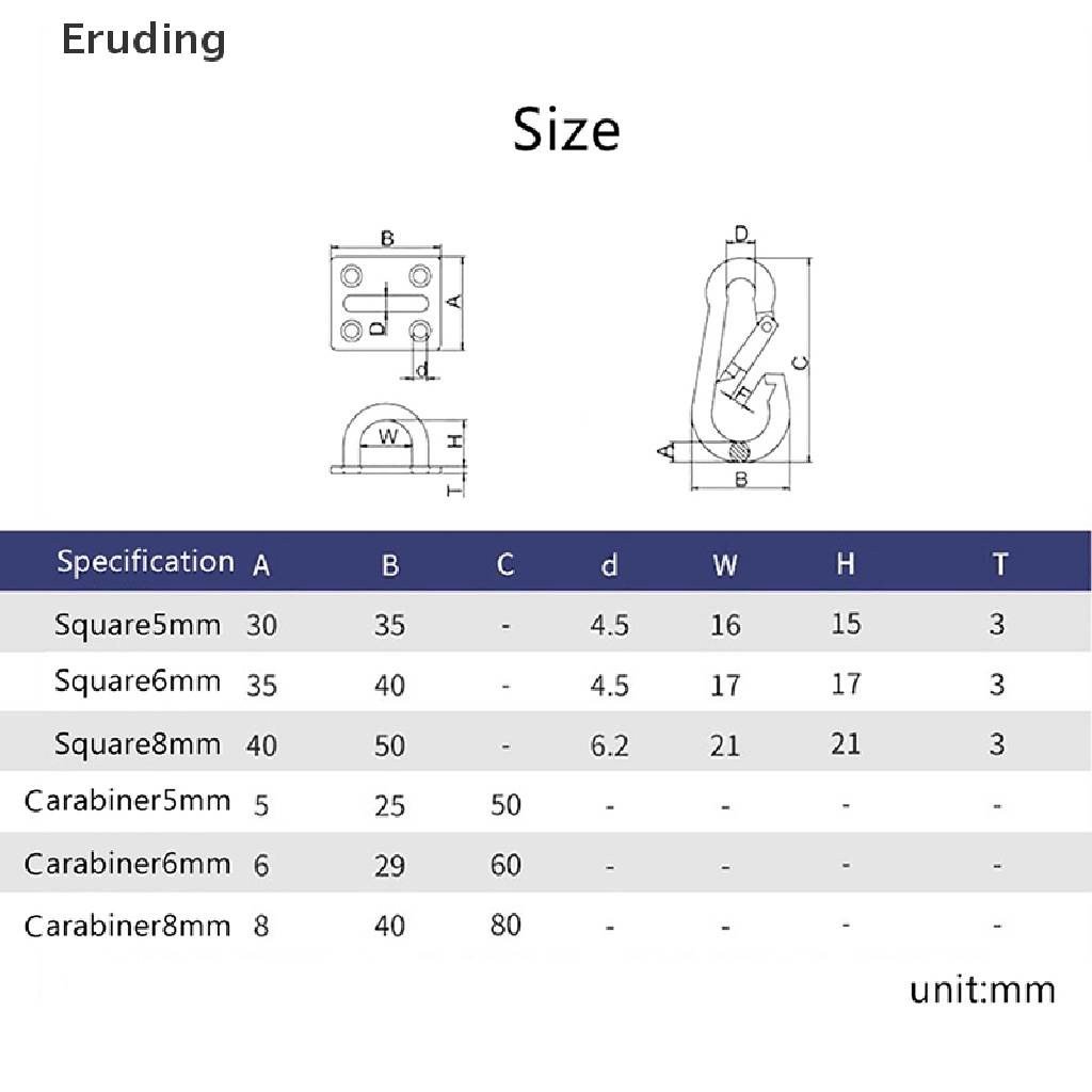 Bộ 2 móc treo võng hình chữ U bằng thép không gỉ kèm phụ kiện