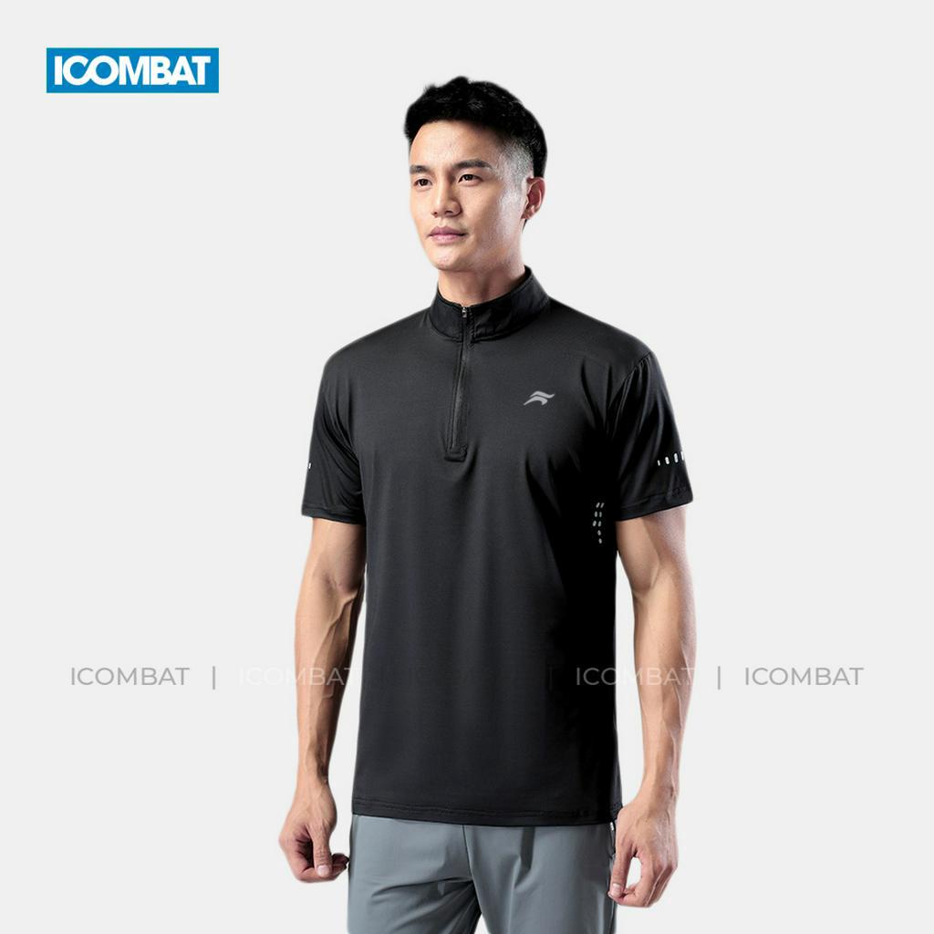 Áo thun Body Tee nam cổ trụ iCOMBAT CoolMax™ S6 Logo thoáng khí kiểu Polo thể thao có khóa kéo