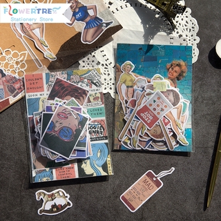 Flowertree Sticker Bộ 60 Miếng Dán Trang Trí Nhật Ký Phong Cách Retro