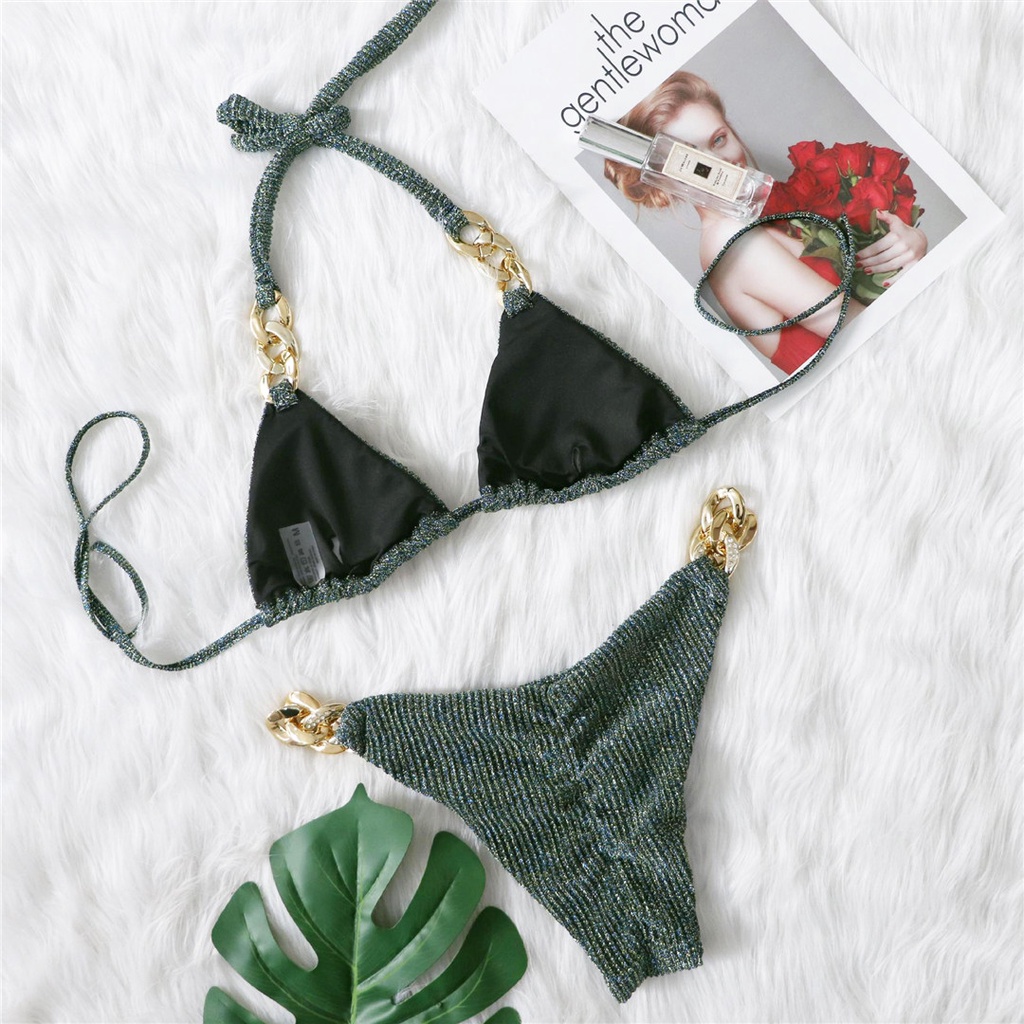 Bộ Bikini Hai Mảnh Đính Đá Thời Trang Quyến Rũ Cho Nữ