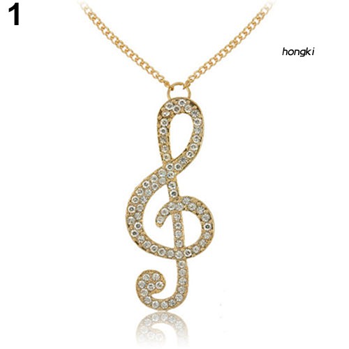 vòng cổ Hợp Kim Mặt Hình Nốt Nhạc Đính Đá Xinh Xắn