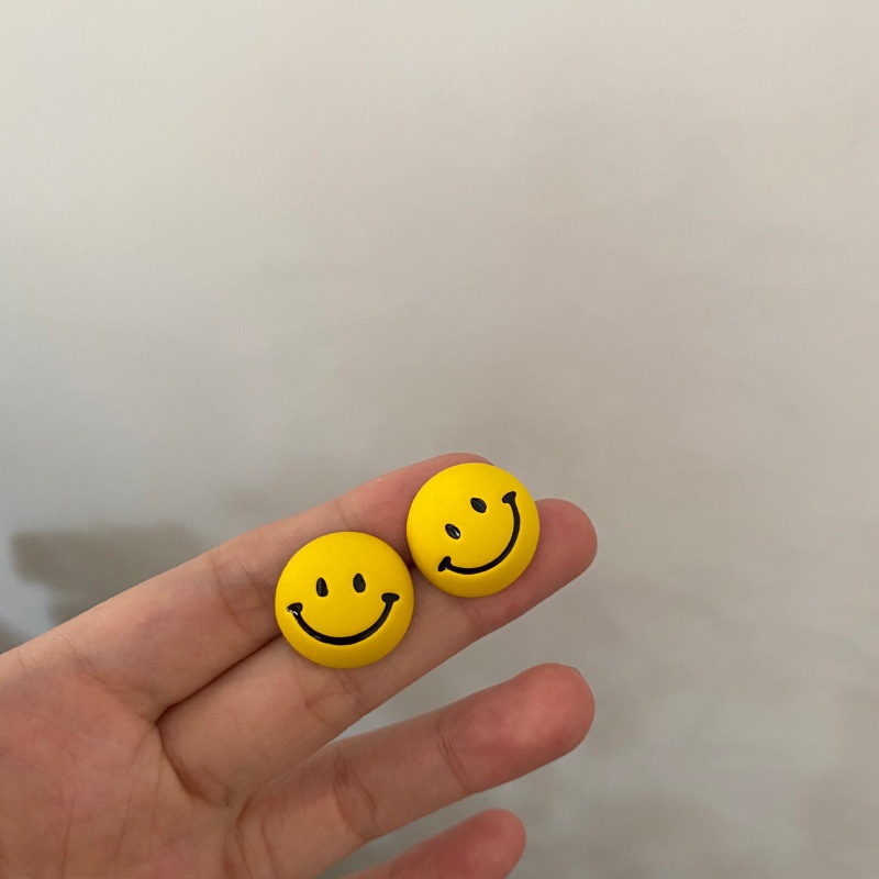 Bông Tai Mạ Bạc 925 Hình Mặt Cười Đơn Giản Phong Cách retro Cho Nữ