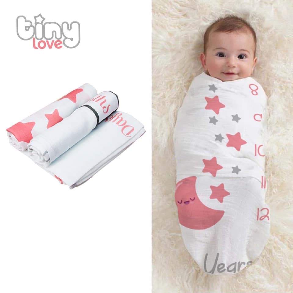 Set 2 khăn tắm đa năng  Muslin sợi tre Bamboo TiniLove ,phù hợp sử dụng như chăn đắp, quấn ủ cho bé