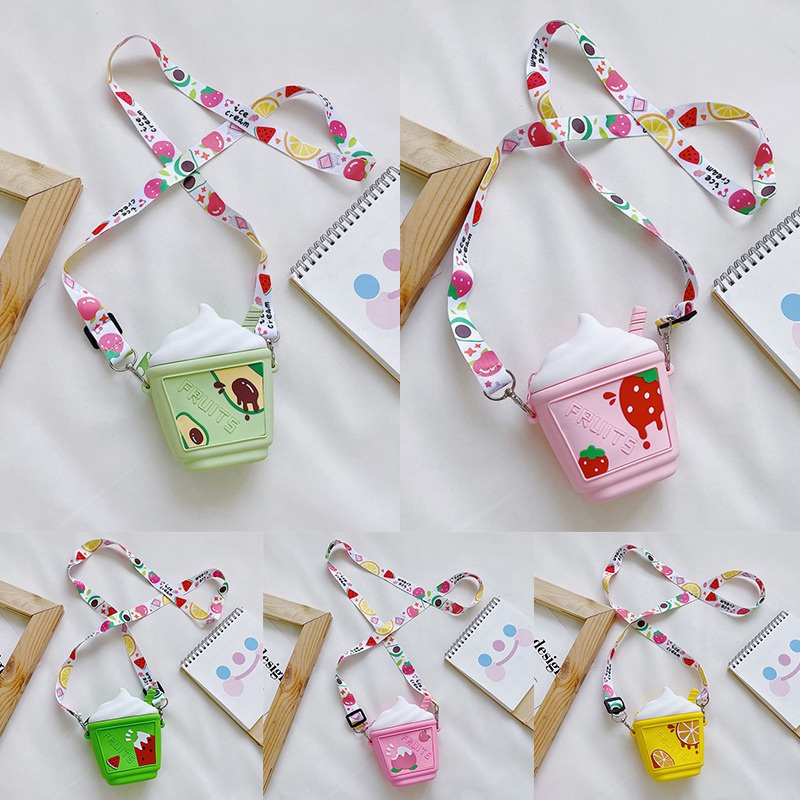 Túi Đeo Chéo Hình Cây Kem Bằng Silicon Dễ Thương Phong Cách Hàn Quốc Cho Bé Gái