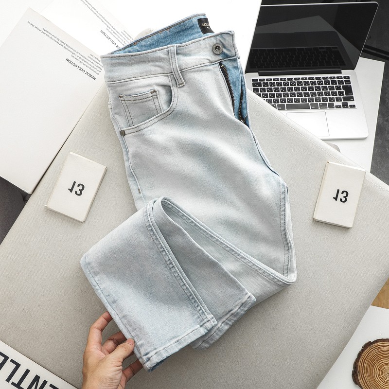 |Hẻm Store| Quần jean nam SATOSHI SAQJ29 màu xanh nhạt trơn, chất liệu slimfit co giãn form dày dặn | BigBuy360 - bigbuy360.vn