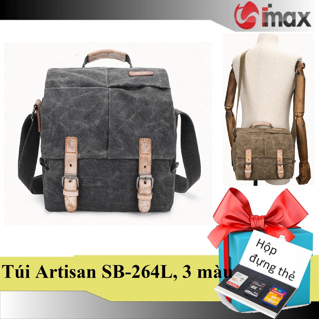 Túi máy ảnh đeo chéo Artisan SB-264L, 3 màu, Tặng hộp đựng thẻ nhớ