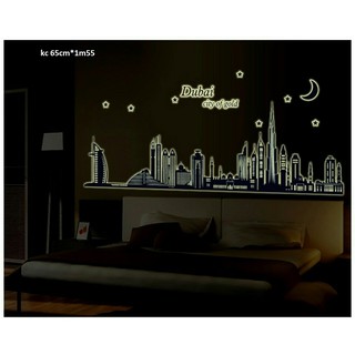 decal dán tường thành phố dubai dạ quang