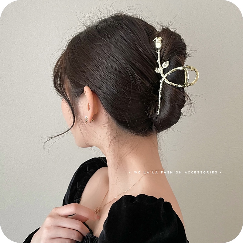 Kẹp Tóc Kim Loại Hình Hoa Hồng Cỡ Lớn Phong Cách Hàn Quốc Thời Trang Cho Nữ