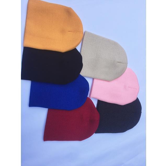 Mũ Len Beanie Trơn Dáng Ngắn 21cm-.