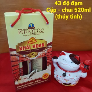 Nước mắm khải hoàn: hộp 2 chai thủy tinh 520ml, 43 độ đạm