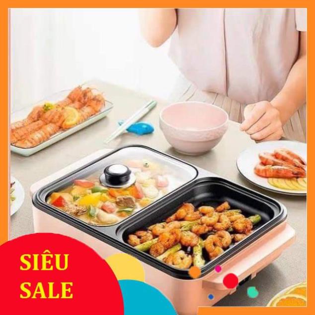 NỒI LẨU CHẢO LẨU NƯỚNG HÀN QUỐC 2 NGĂN MẪU MỚI LỚP CHỐNG DÍNH TEFLON CAO CẤP