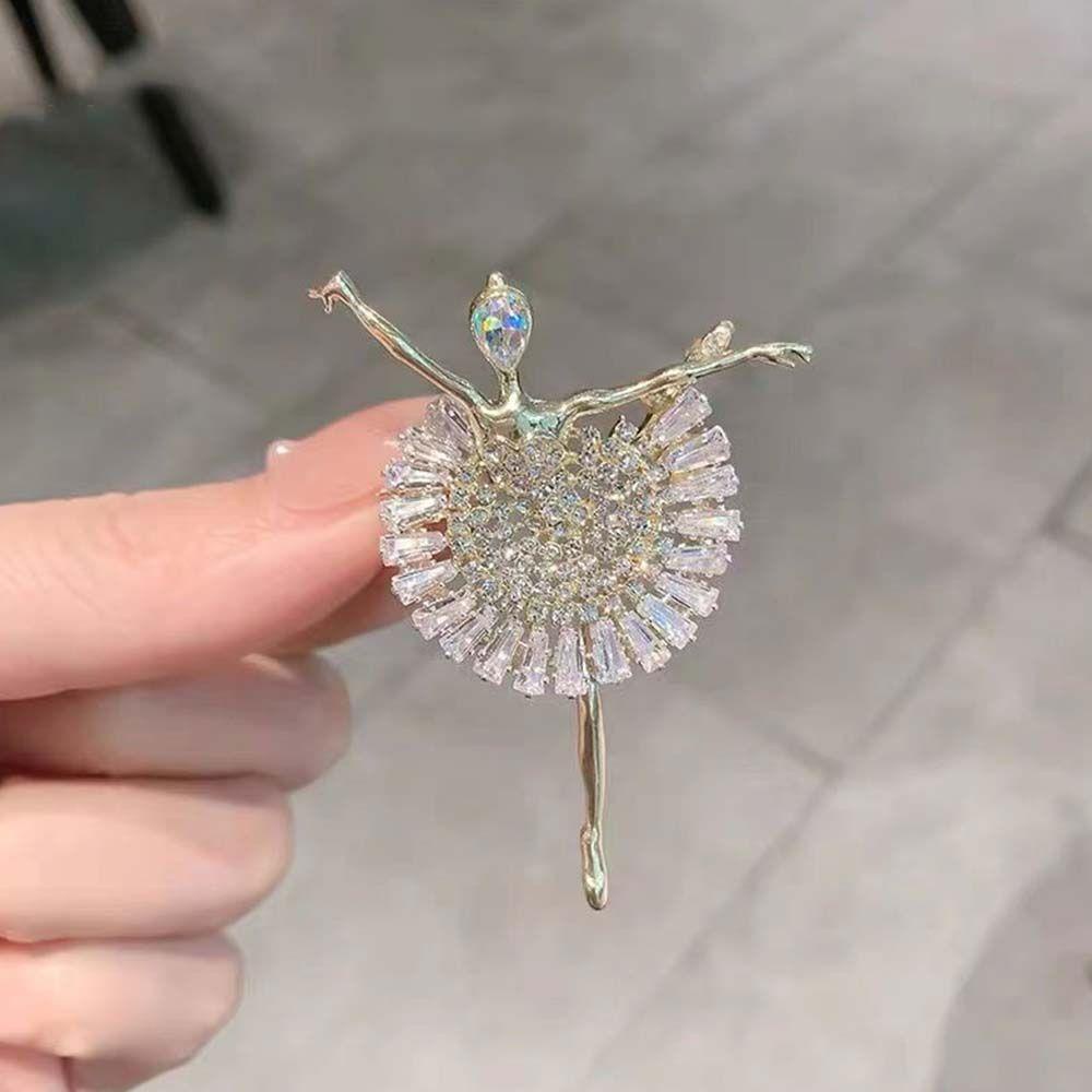 Ghim Cài Áo Hình Cô Gái Múa Ba Lê Đính Đá Lấp Lánh|Phong Cách Hàn Quốc