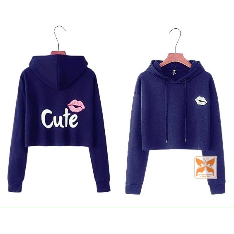 Áo Hoodie Lửng / Croptop Bé Gái 30kg -60kg Thun Da Cá