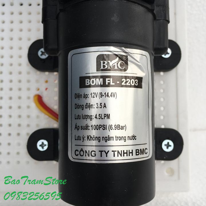 Bán buôn- Bộ máy bơm tăng áp mini 12v BMC FL2203 + nguồn 12v đã ráp sẵn vào bảng điện hàng đẹp, nhập khẩu.