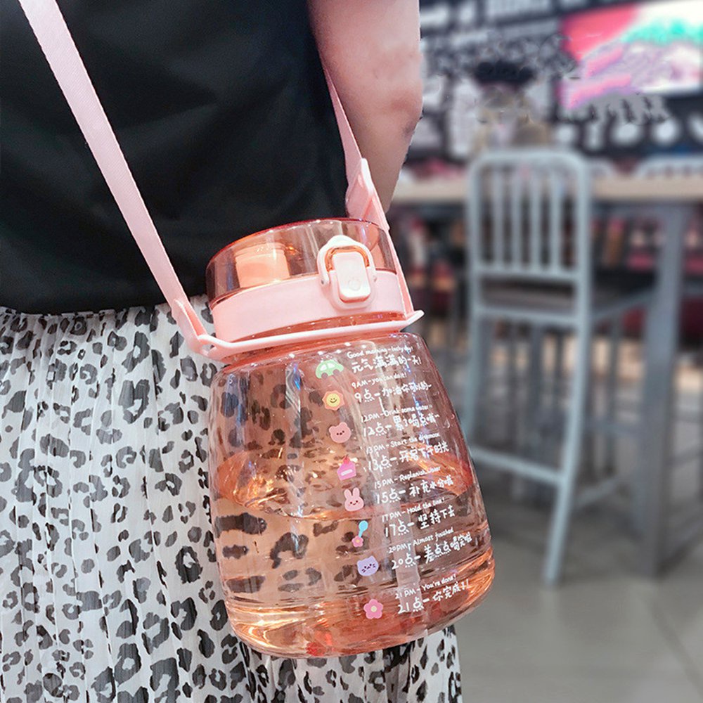 Bình Nước Thể Thao 1200ml Có Ống Hút In Họa Tiết Hoạt Hình Dễ Thương