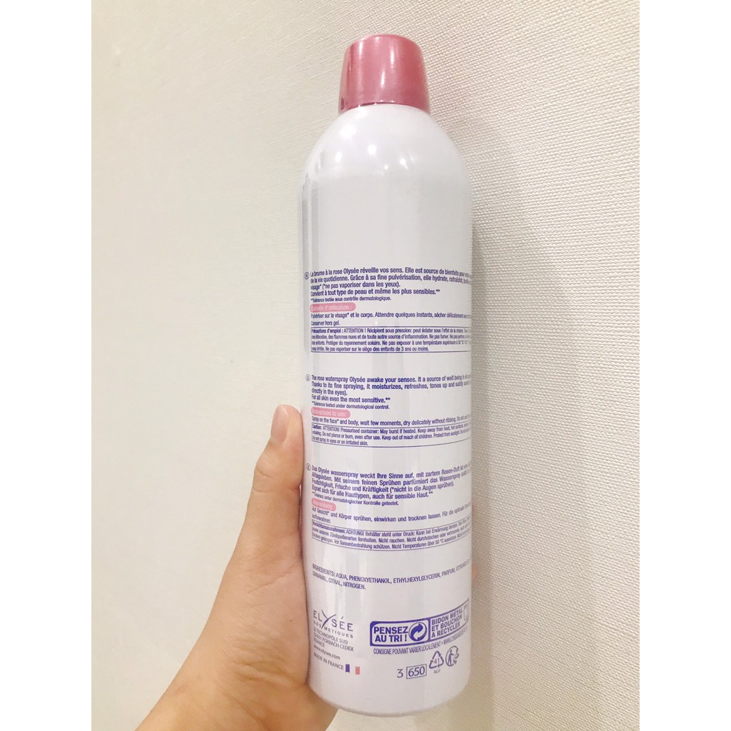 Xịt Khoáng Dưỡng Nâng Tone Da Olysee Brume À La Rose Waterspray 400ml