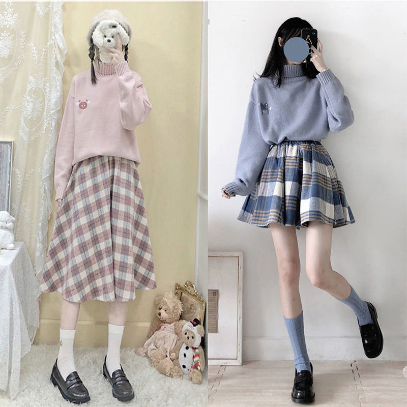 Set Áo Len Form Rộng Và Chân Váy Dài Phong Cách Hàn Quốc Dành Cho Nữ