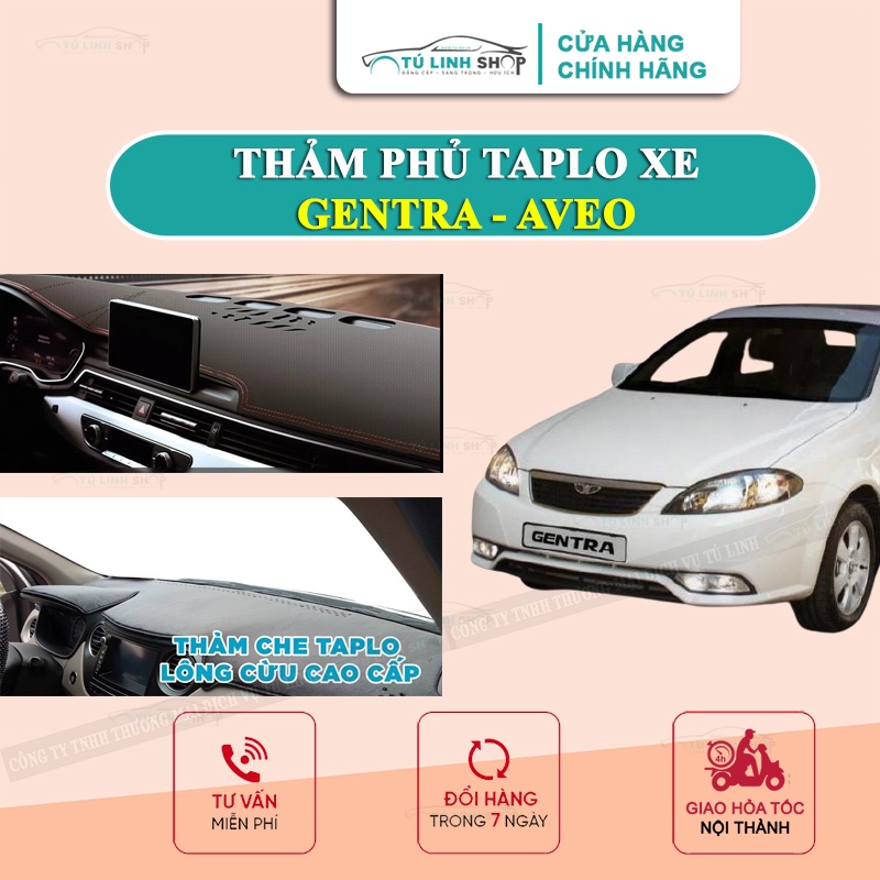 Thảm taplo cho xe Gentra- aveo bằng lông Cừu 3 lớp hoặc Da Cacbon