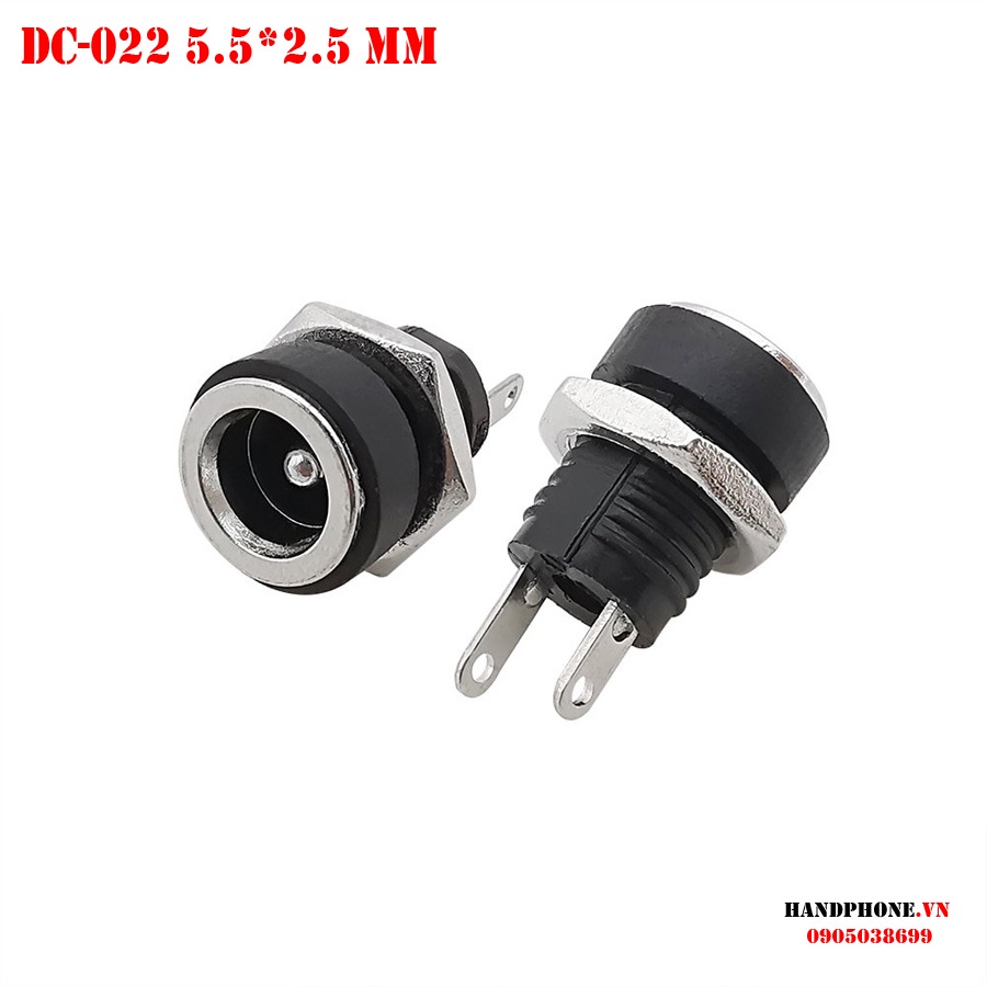 Jack nguồn DC Cái DC DC-022 5.5 x 2.1mm, 5.5 x 2.5 mm ren ốc vặn cố định