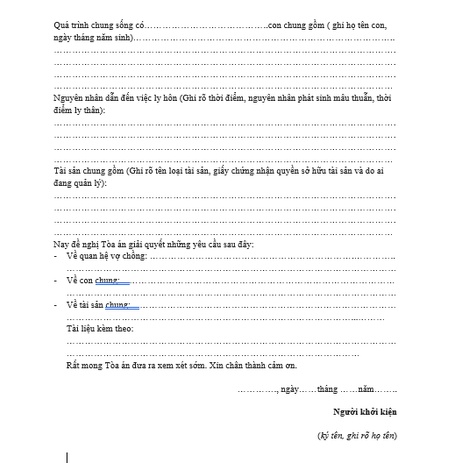 mẫu đơn ly hôn đơn phương Tòa án nhân dân quận Bình Chánh, TP HCM + bản hướng dẫn viết đơn ly hôn, hồ sơ ly hôn