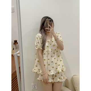 Đồ bộ /Đồ ngủ pyjama dáng babydoll dễ thương phong cách hàn quốc