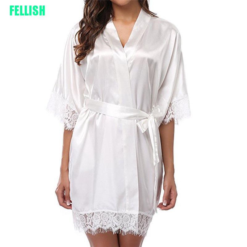Áo Choàng Ngủ Bằng Lụa Satin Phối Ren Gợi Cảm Dành Cho Nữ