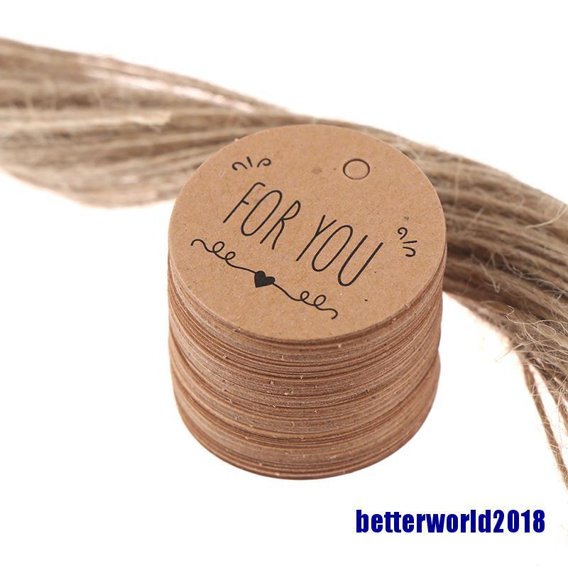 Set 100 Thẻ Giấy Kraft In Chữ Betterworld 2018 Trang Trí Quà Tặng