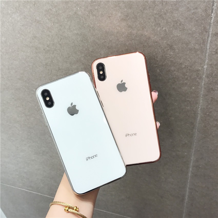 Ốp Iphone Giả Kính Viền Si ( Ốp cứng )