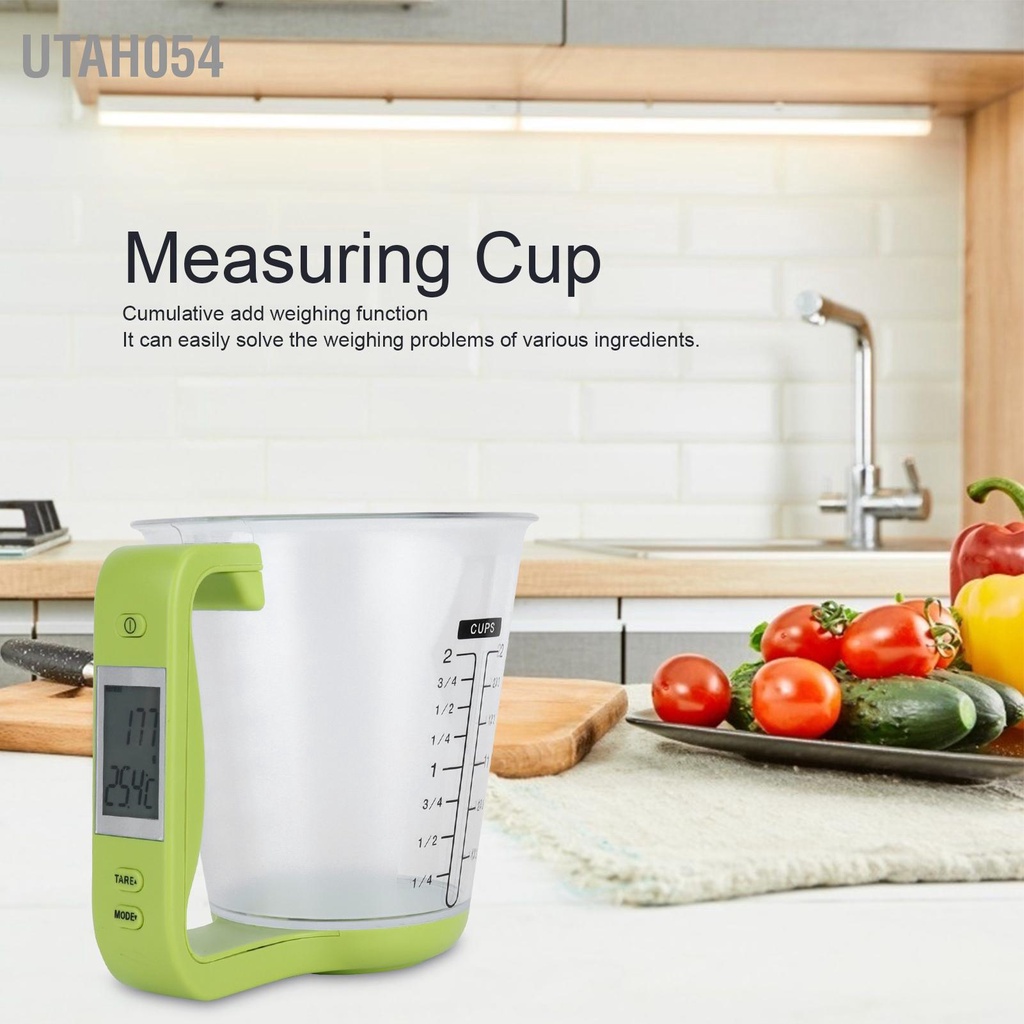 Utah054 Cốc đo điện tử TY ‑ C01 1000g Độ chính xác 0 1g Cân cốc tự động có thể tháo rời cho nhà bếp