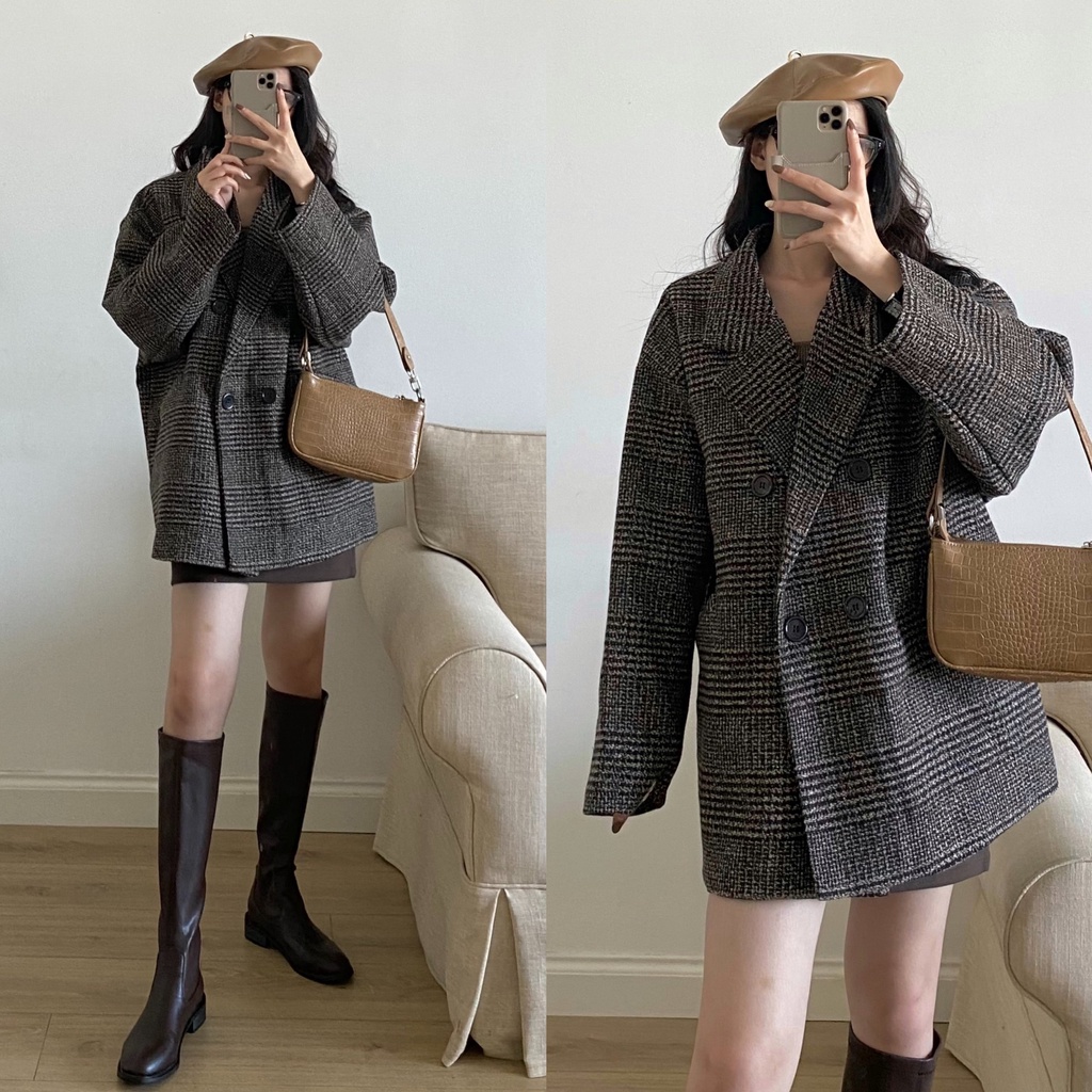 Áo khoác dạ họa tiết kẻ _ A0303 | BigBuy360 - bigbuy360.vn