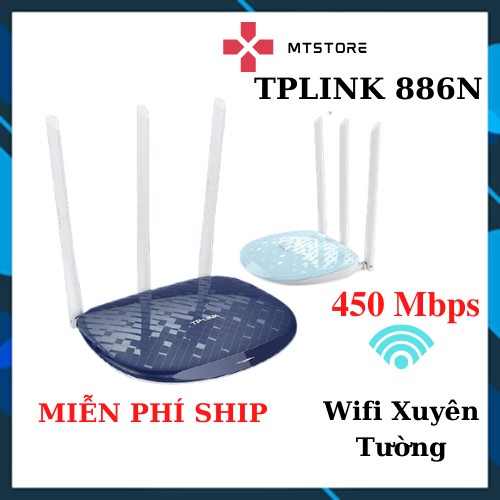 [TẶNG MGG 10K] Bộ Phát WiFi TPLink 886N chuẩn tốc độ 450 Mbps sóng xuyên tường RẺ VÔ ĐỊCH - HÀNG LIKE NEW 95%