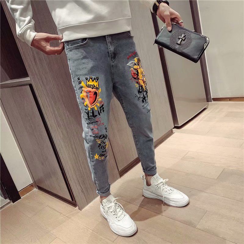 Quần jean cho nam dáng ôm co giãn phong cách thời trang Hàn Quốc