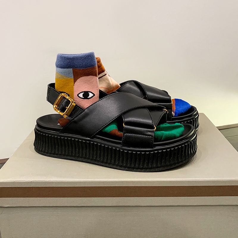 Giày Sandal Đế Dày Có Khóa Gài Phong Cách Cổ Tích Thời Trang 2022 Cho Nữ