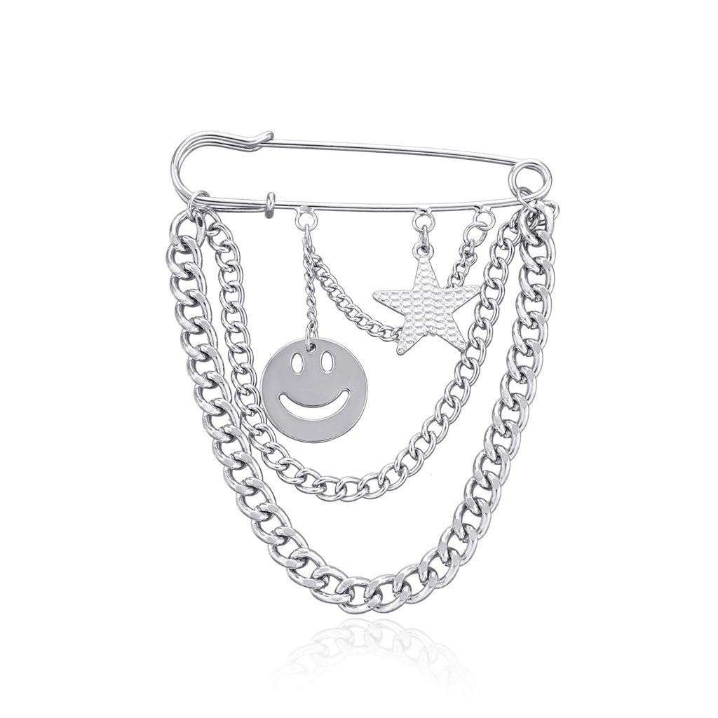 Ghim Cài Áo Hình Mặt Cười Ngôi Sao Năm Cánh Phong Cách Hip hop Thời Trang Cho Nữ