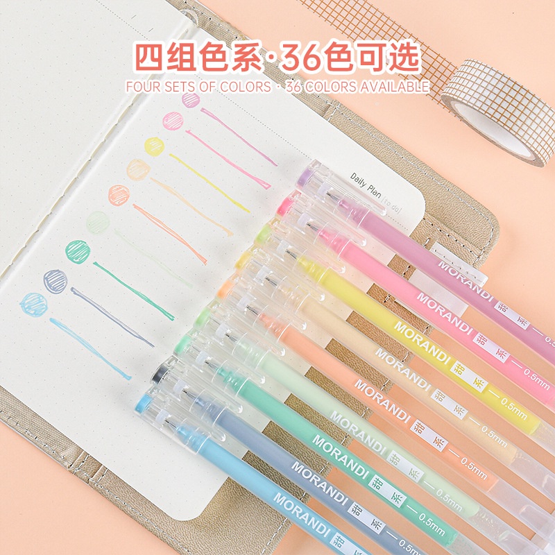 Bút gel Morandi DecorMe 0.5mm nhiều màu viết sổ tay trang trí thiệp bullet journal set 9 bút