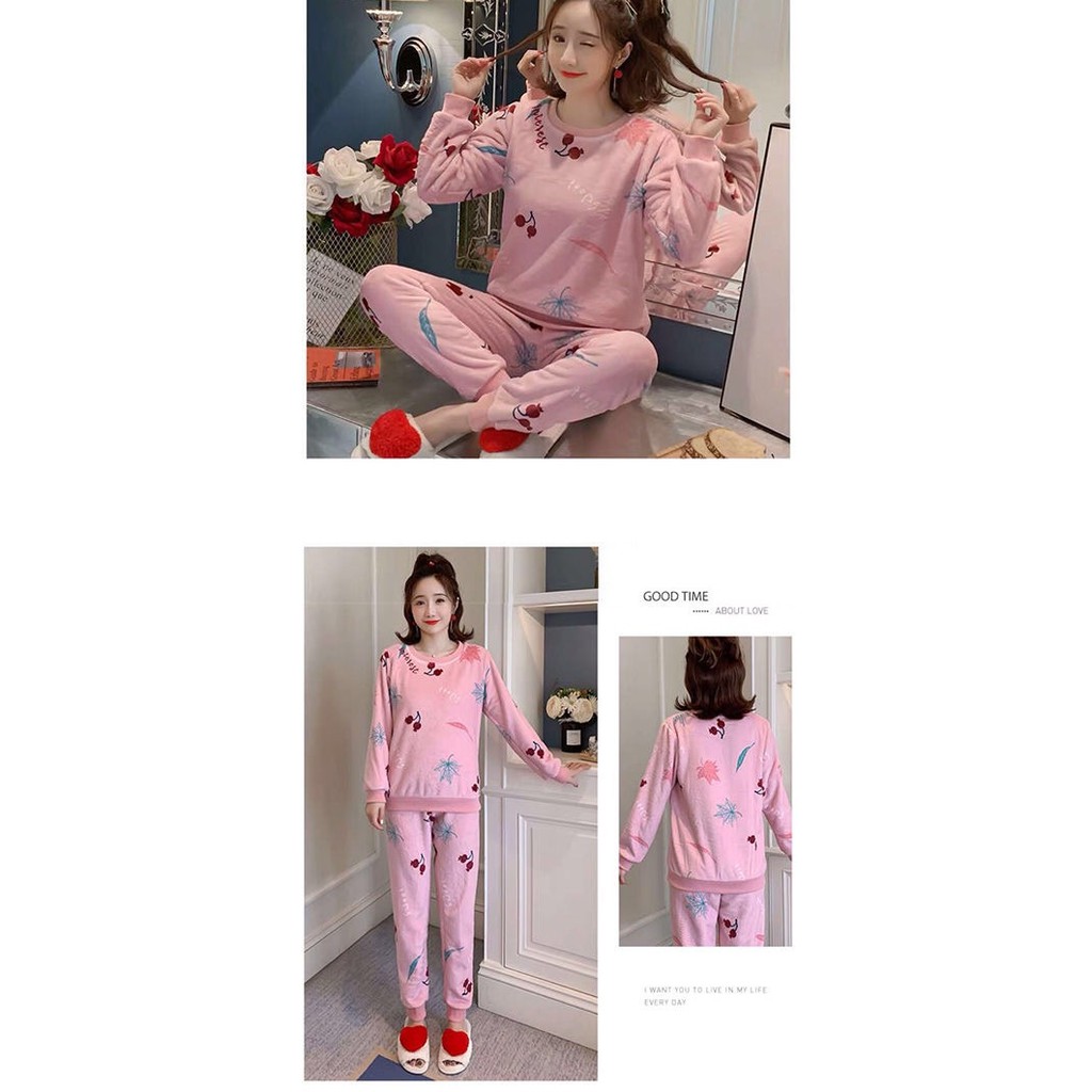 Bộ Đồ Ngủ Nữ - Pijama Quần Áo Mặc Ở Nhà Dài Tay Vải Nhung Bông Mùa Đông Xuân Thu Dễ Thương Ảnh Thật +Video BĐN09 | BigBuy360 - bigbuy360.vn
