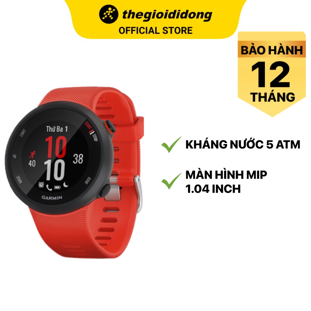 Đồng hồ thông minh Garmin Forerunner 45 Đỏ kháng nước 5ATM theo dõi nhịp tim màn hình MIP - Chính hãng BH 12 tháng