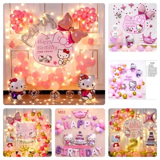Set Bóng Hello Kitty Trang Trí Sinh Nhật Hello Kitty Backdrop Mẫu Mới tặng bơm keo
