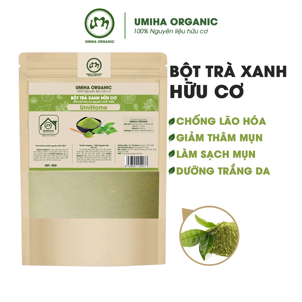 Combo 3 bột tẩy tế bào chết và cấp ẩm cho da nguyên chất UMIHOME (40Gx3) gồm bột Trà Xanh, Cám Gạo, Đậu Đỏ