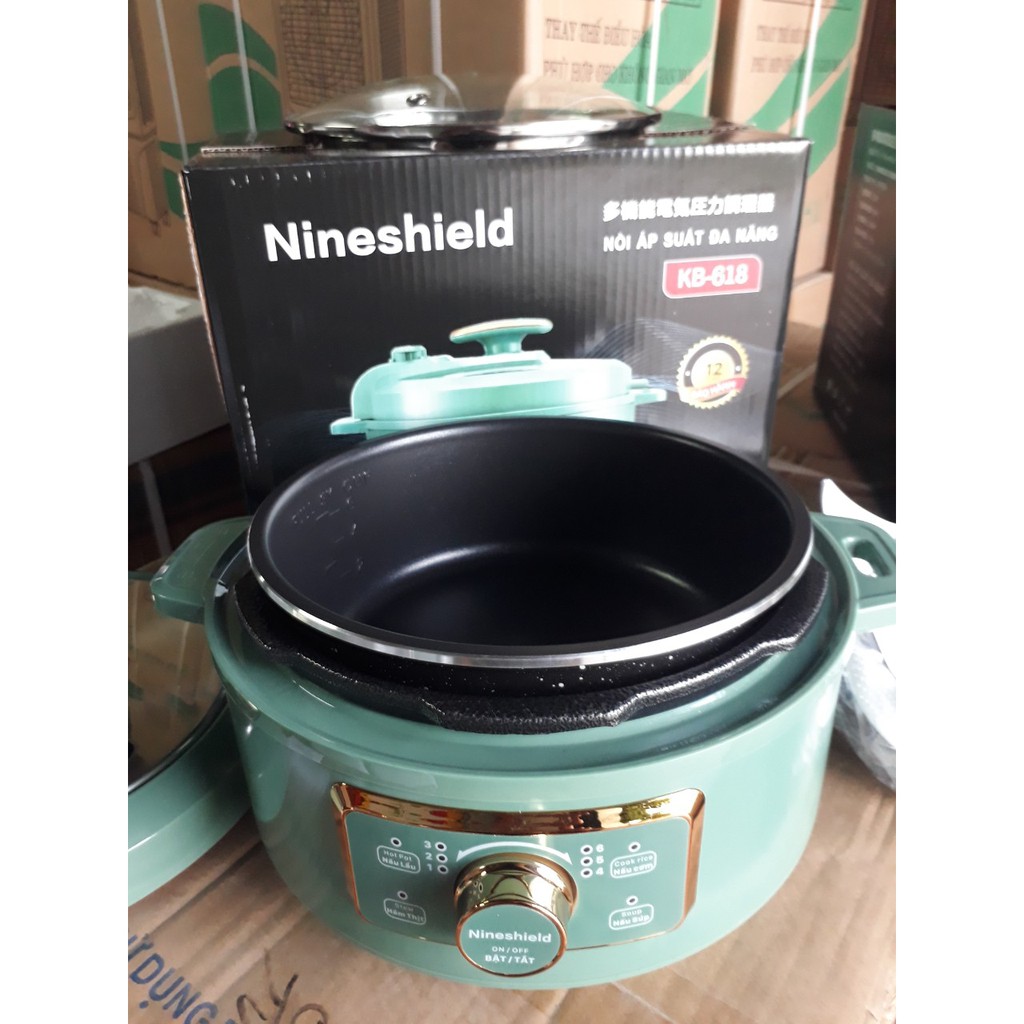 NỒI ÁP SUẤT ĐA NĂNG NINESHIELD KB-618 NẤU CƠM,LẨU,CHIÊN,XÀO,RÁN,HẦM XƯƠNG, CỦ QUẢ,THỊT...BẢO HÀNH 12 THÁNG