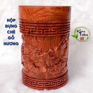 Hộp đựng chè  ⚡ GIÁ RẺ NHẤT ⚡  Hộp đựng trà được làm bằng gỗ hương nguyên khối xung quoanh hộp trà là hình ảnh Bát mã
