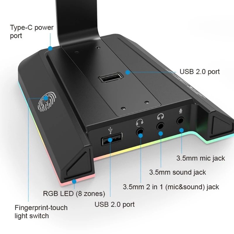 Giá Đỡ Tai Nghe Để Bàn Màu Đen Trơn Tiết Kiệm Không Gian