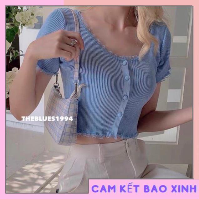 ÁO THUN PHỐI REN ĐÍNH NÚT XINH SANG LẮM LUÔN 🦐🦐 [Hàng Siêu Cấp]