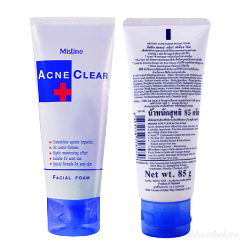 Sữa rửa mặt sạch mụȵ trứng cá sáng da Mistine Acne Clear Facial Foam Thái Lan