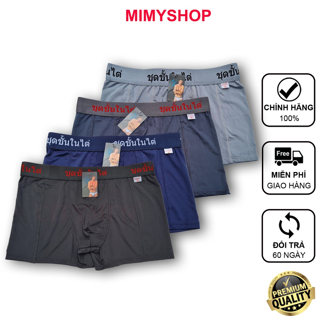 Combo 4 Quần lót nam boxer lưng Thái 4 chiều cao cấp vải thun lạnh quần xì đồ lót sịp đùi