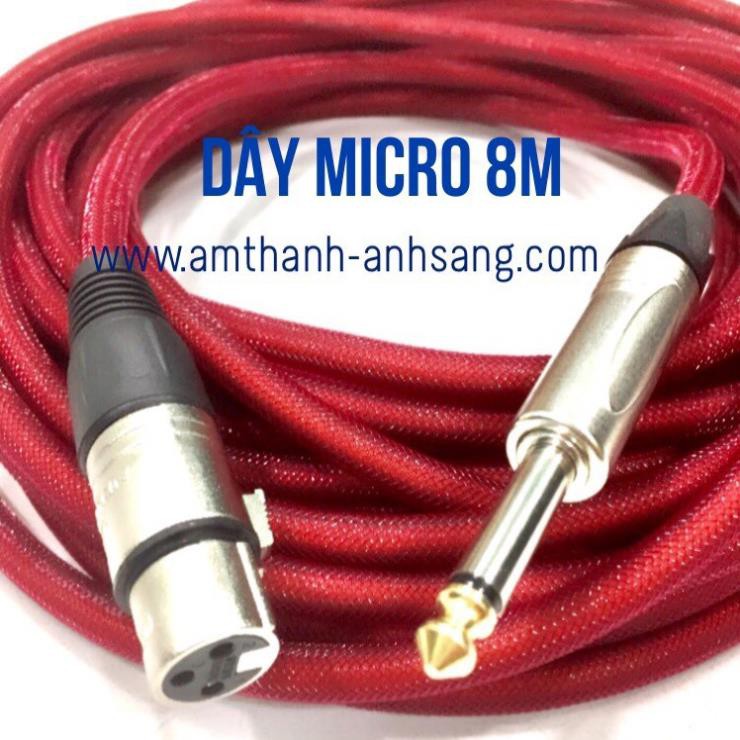 Dây micro dài 8m dây tín hiệu micro Mic karaoke dây Jack 6ly dài rắc canon cai giắt âm thanh