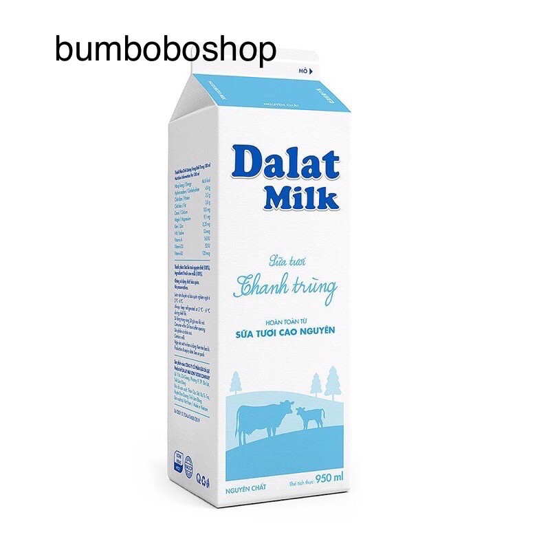 sữa thanh trùng DALAT MILK không đường 950ml