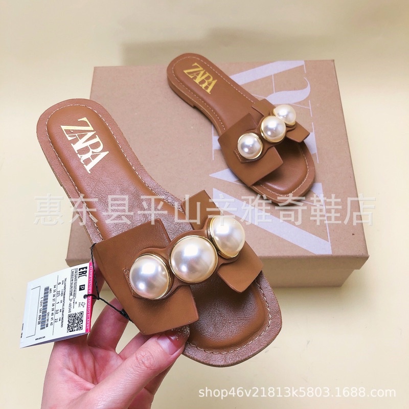 Dép ngọc trai nâu